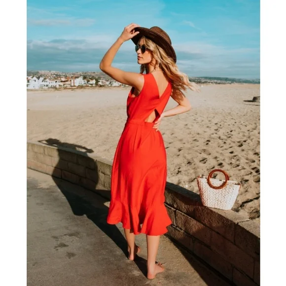 VICI Minka Button Down Ruffle Midi Dress - Picture 3 of 7